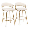 Jie - Glam Fixed Height Counter Stool (Set of 2) - Gold / Cream