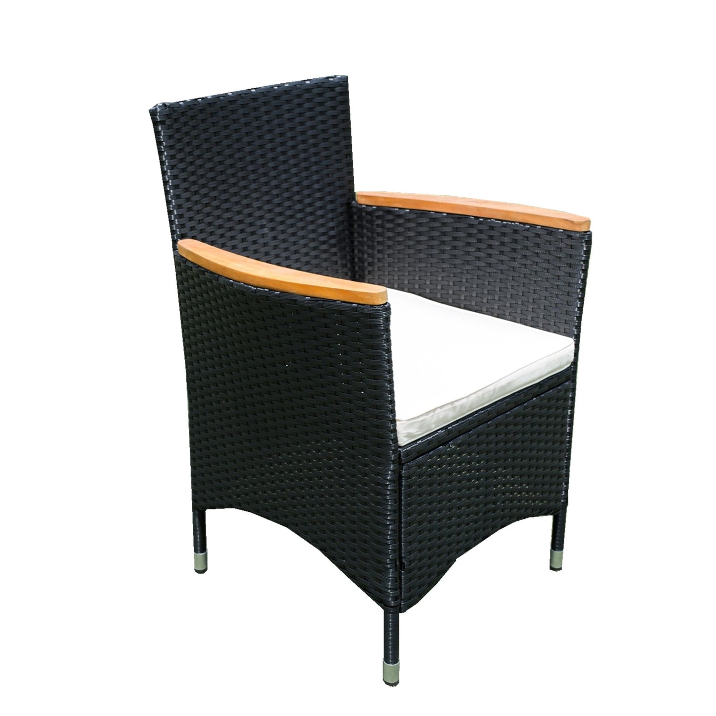 7 Piece Outdoor Patio Wicker Dining Set Patio Wicker Furniture Dining Set - Black / Cream