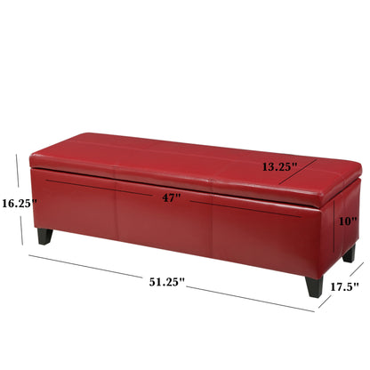 Glouster - Storage Ottoman Leather - Red