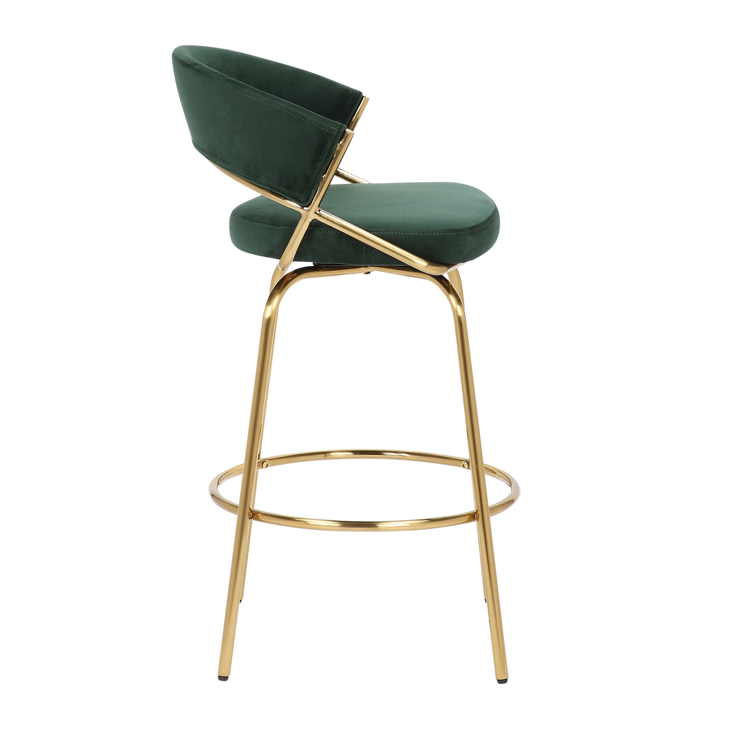 Jie - Glam Fixed Height Counter Stool (Set of 2) - Gold / Green
