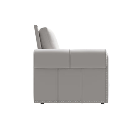 King Pull Out Sofa Bed, Chesterfield Sofa, 3 In 1 Velvet Convertible Sleeper Sofa With Nailhead Trim & Rolled Arm, Multifunctional Sofa Bed For Living Room - Beige