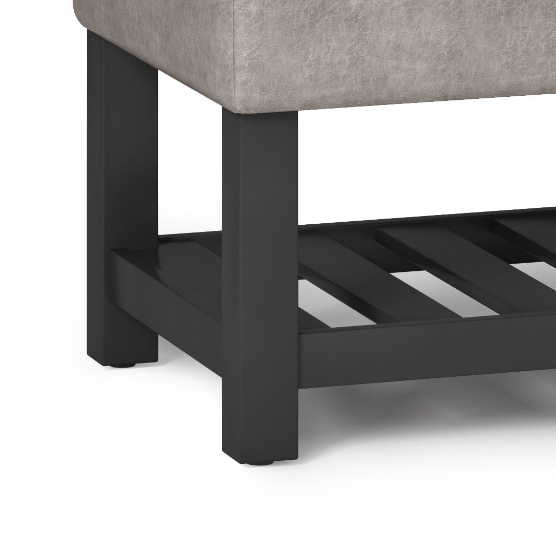 Cosmopolitan - Storage Ottoman Bench With Open Bottom - Distressed Gray Taupe