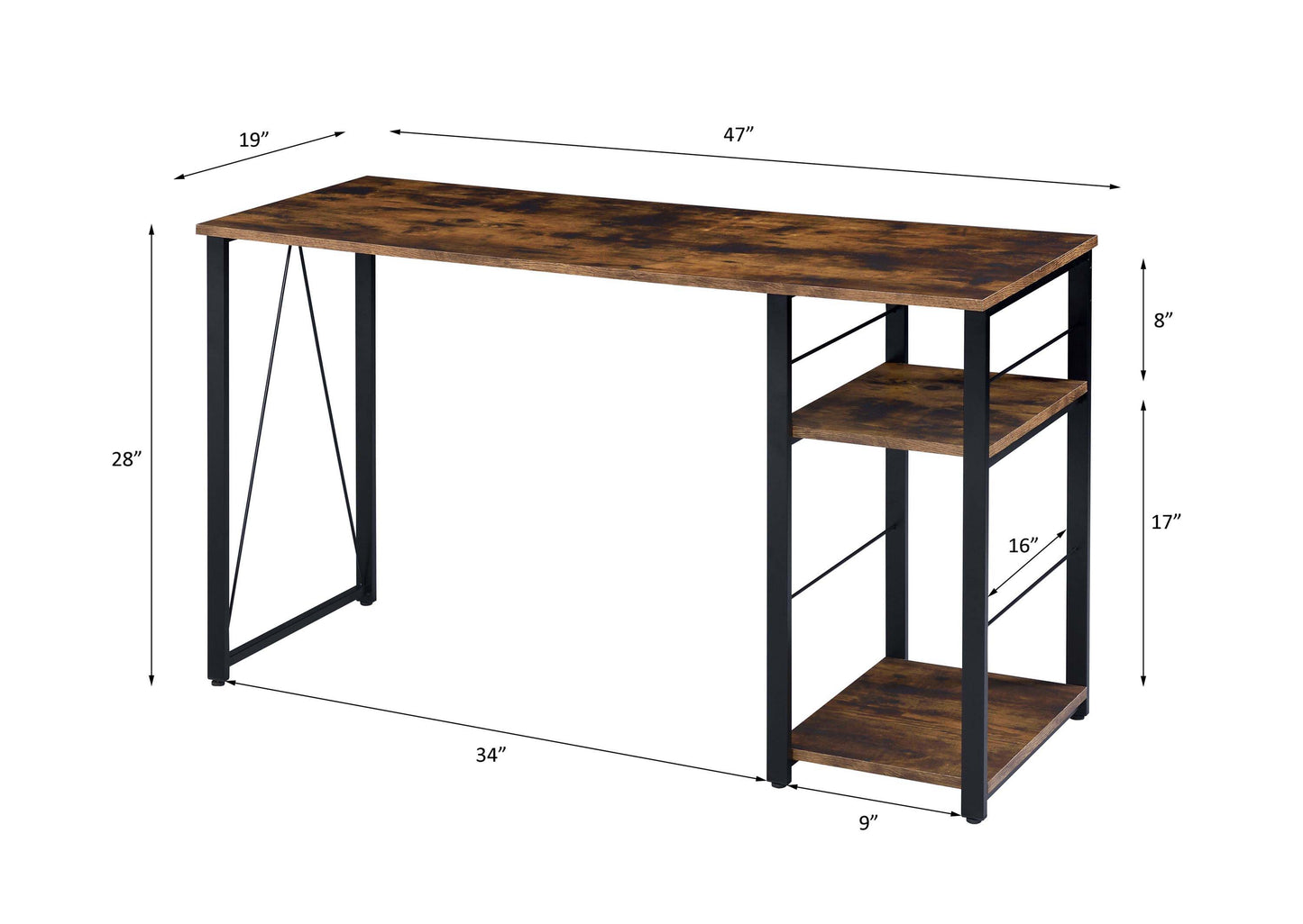 Vadna - Writing Desk - Weathered Oak / Black