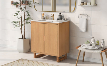 Bathroom Vanity Set With Sink, Combo Cabinet, Bathroom Storage Cabinet, Solid Wood Frame - Burly Wood