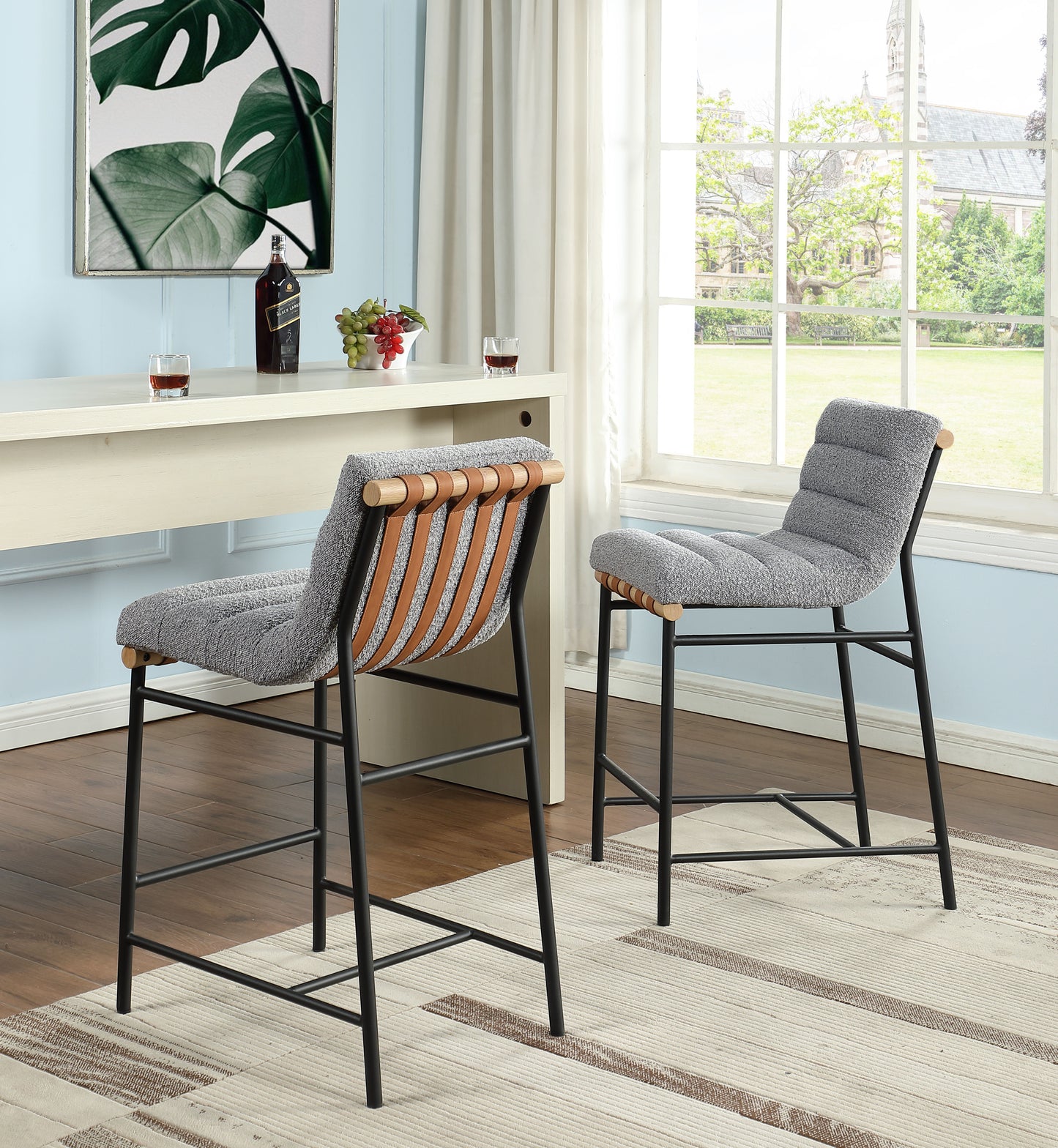 Lahni - Boucle Fabric Counter Height Chair - Gray