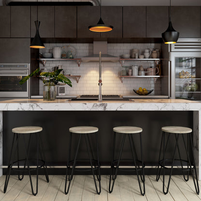 Simeon - Counter Height Stool With Wood Seat (Set of 2) - Natural / Black