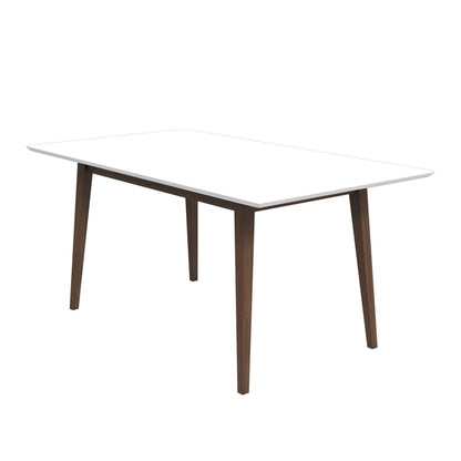 Levi - Modern Style Rectangular Dining Kitchen Table - Dark Brown / White