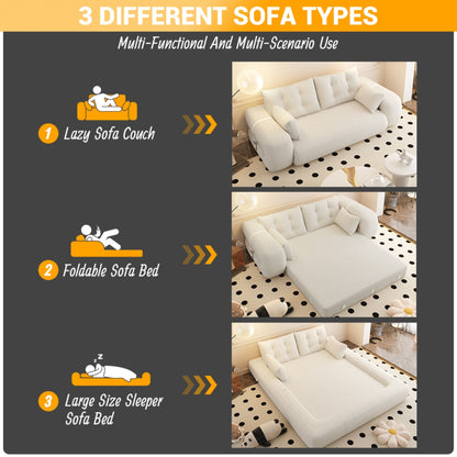 Human Dog Bed, Lazy Sofa Couch, Multifunctional Foldable Sofa Bed, 3 In 1 Teddy Fabric Sleeper Sofa Bed For Living Room Guest Bed, Playroom - Beige