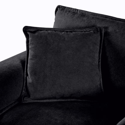 Oversized Deep Seat Luxury 2 Piece Sofa Set, Modern Chenille Comfy Cloud Couches For Living Room Office - Black