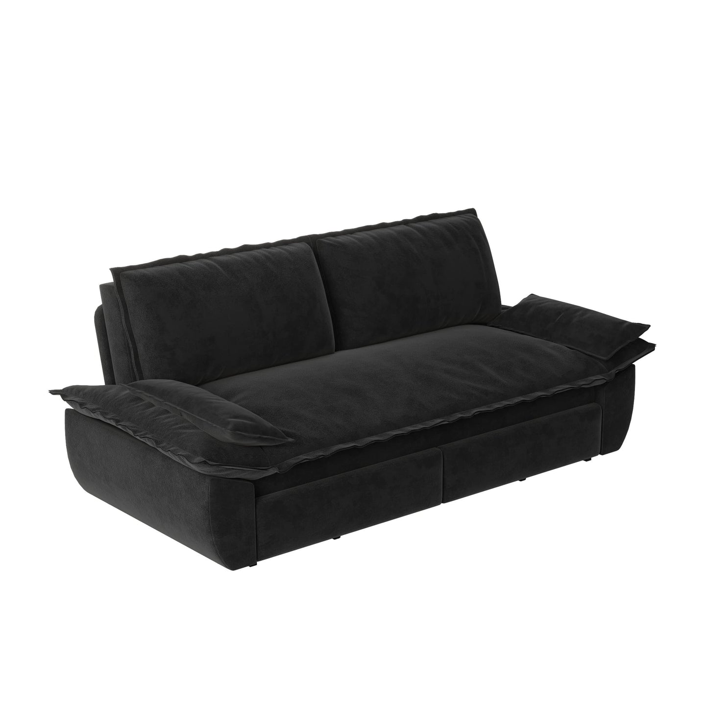 Queen Pull Out Sofa Bed, 3 In 1 Convertible Sleeper Sofa Multifunctional Velvet Loveseat Bed - Black