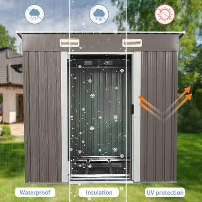 Outdoor Metal Storage Shed - Dark Gray