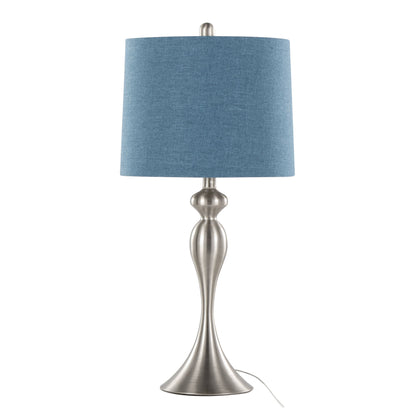 Ashland - Contemporary Table Lamp (Set of 2) - Nickel / Moroccan Blue Slub