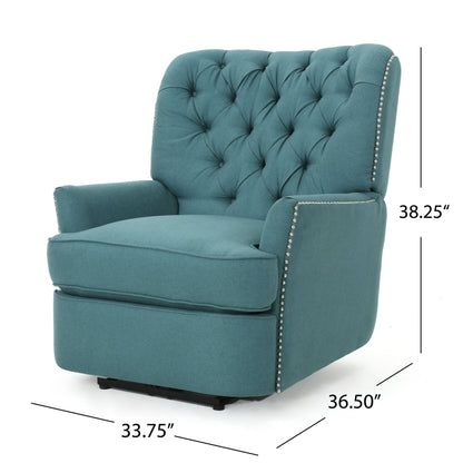 Electric Recliner Chair With Elegant Copper Accents And Soft Upholstery - Teal