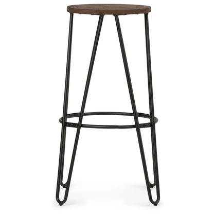 Simeon - Metal Bar Stool With Wood Seat - Cocoa Brown / Black