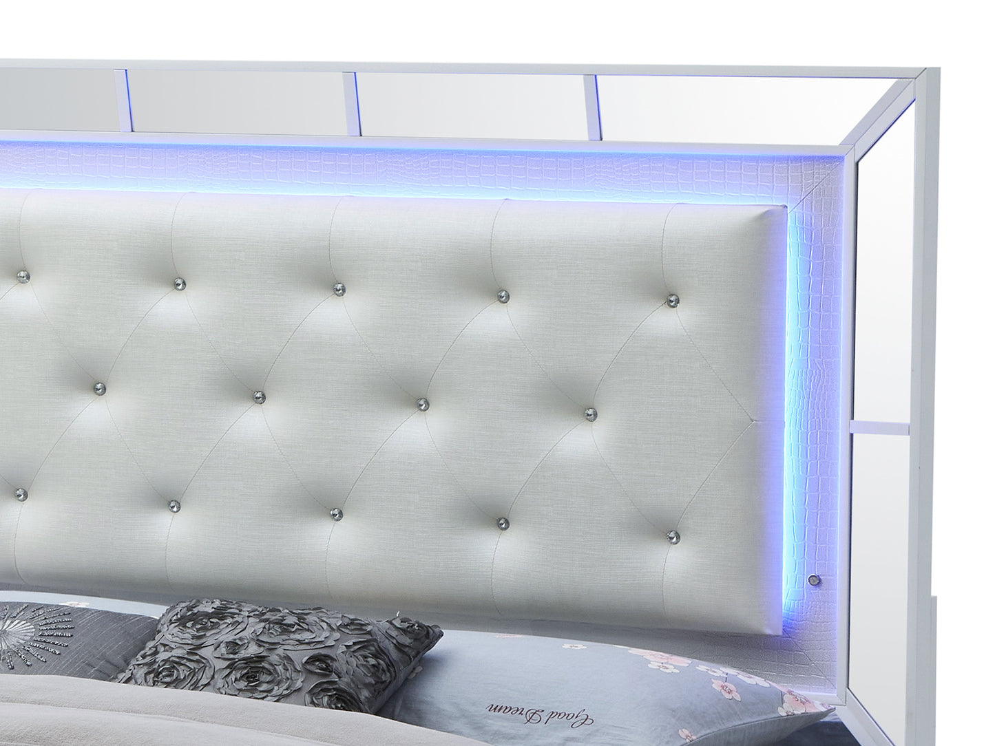 Elegant Contemporary Bed - Silver Champagne