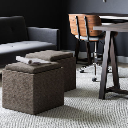 Rockwood - Cube Storage Ottoman With Tray - Mink Brown