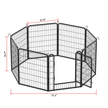 53.94" 8 Panels Heavy Duty Metal Playpen With Door, Dog Fence Pet Exercise Pen For Outdoor, Indoor - Black