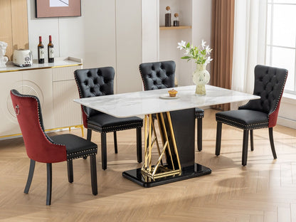 Nikki - Modern, High-End Tufted Solid Wood Contemporary And Velvet Upholstered Dining Chair With Wood Legs Nailhead Trim (Set of 2) - Black / Winered / Burgundy