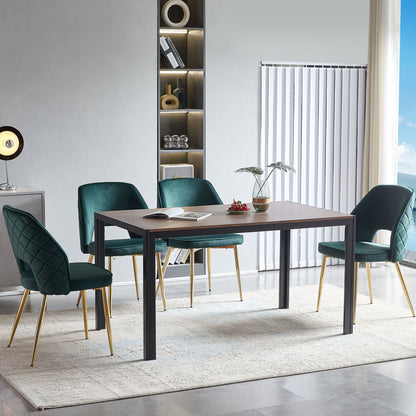 Velvet Dining Chairs With Metal Legs And Hollow Back Upholstered Dining Chairs (Set of 4) - Dark Green