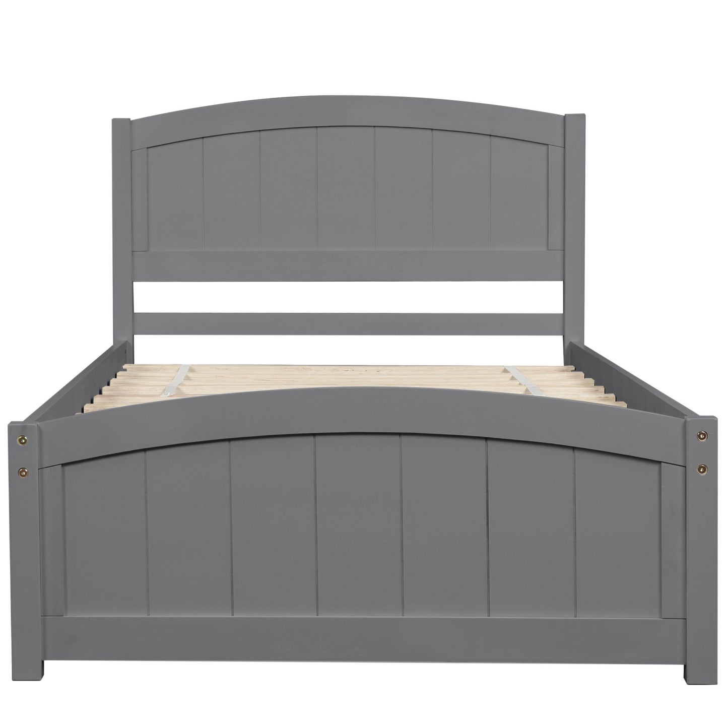 Twin Platform Bed With Headboard, Footboard And Slat Support - Gray
