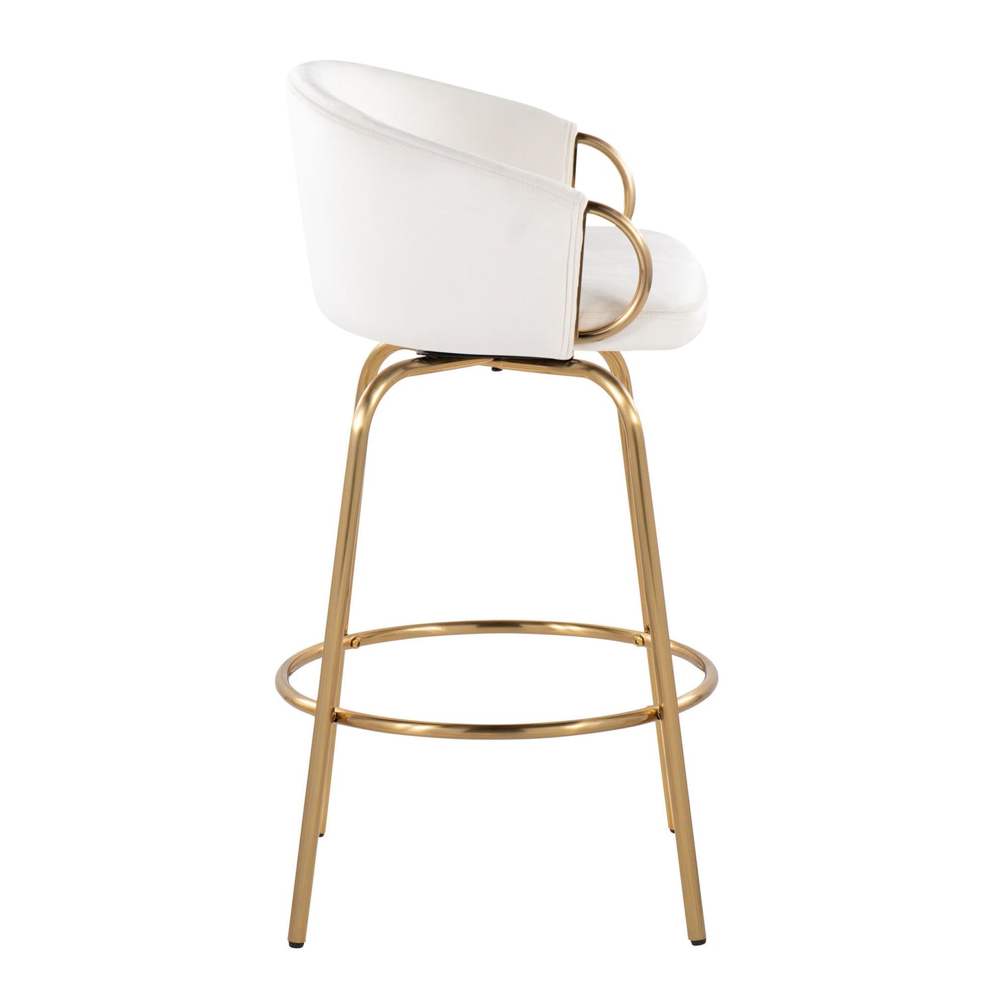 Claire - Contemporary / Glam Counter Stool With Swivel With Round Footrest (Set of 2) - Cream