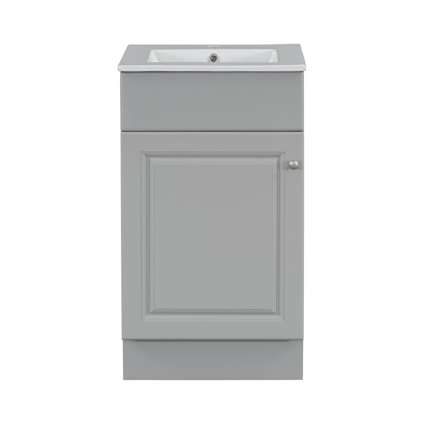 Bathroom Vanity With Sink, Vanity Cabinet With Door Shelf And Adjustable Shelf - Gray