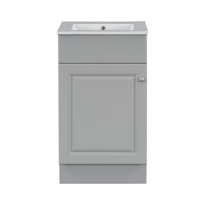 Bathroom Vanity With Sink, Vanity Cabinet With Door Shelf And Adjustable Shelf - Gray