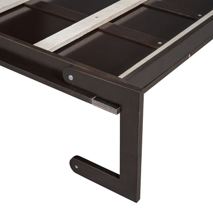 Queen Size Murphy Wall Bed With Cushion, Space Saving Design, And Construction - Espresso