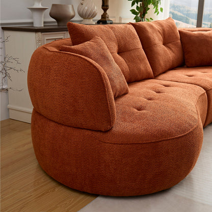 Modern Modular Sofa With Durable Fabric And Solid Wood Frame For 4 People - Orange