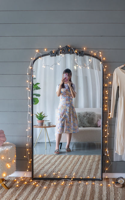 Full Length Mirror, Arched Mirror Hanging Or Leaning Against Wall, Large Mirror For Living Room - Black