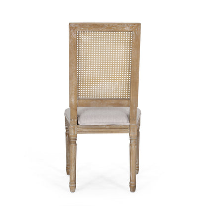 French Country Dining Chair (Set of 2) With Upholstered Seats - Light Gray
