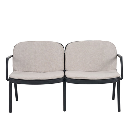 Luna - Outdoor Patio Loveseat With Frame And Cushions Weather Resistant Pp Material - Beige / Black