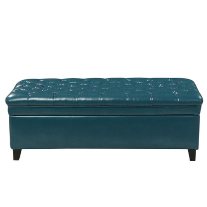 Juliana - Teal Storage Ottoman With Spacious Interior - Teal