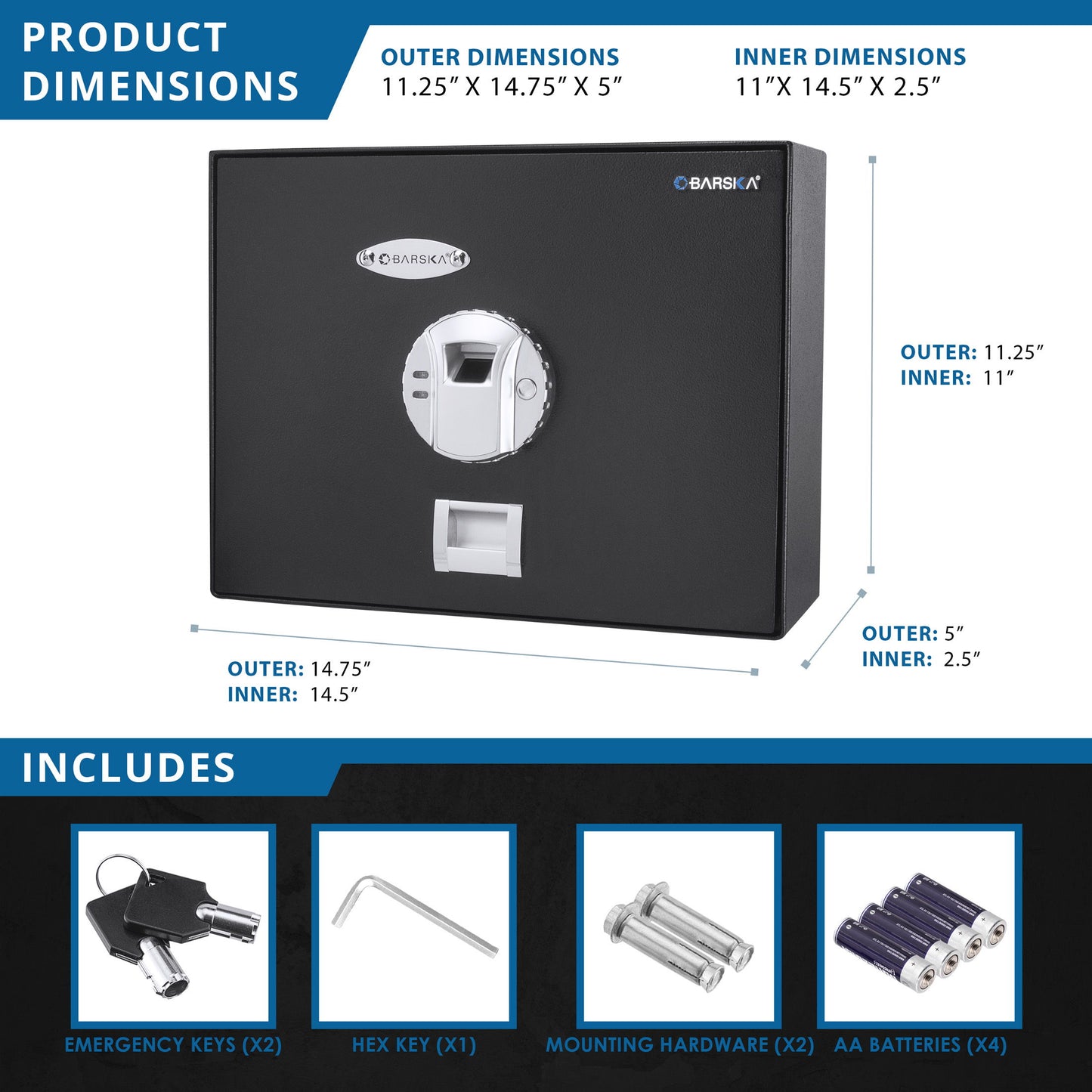 0 23 Cu Ft Top Opening Biometric Security Safe - Black