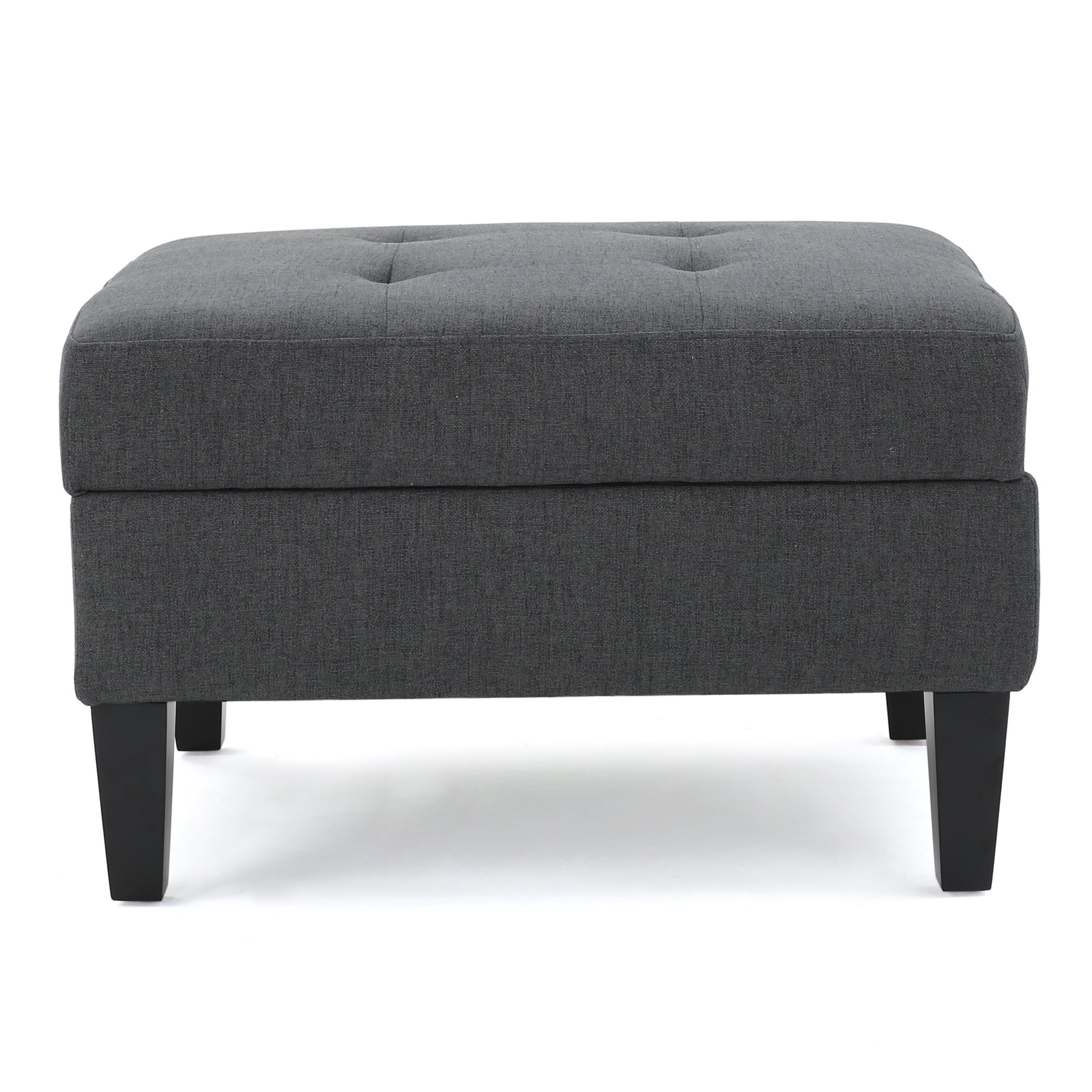 Contemporary Storage Ottoman With Tufted Waffle Stitching - Dark Gray