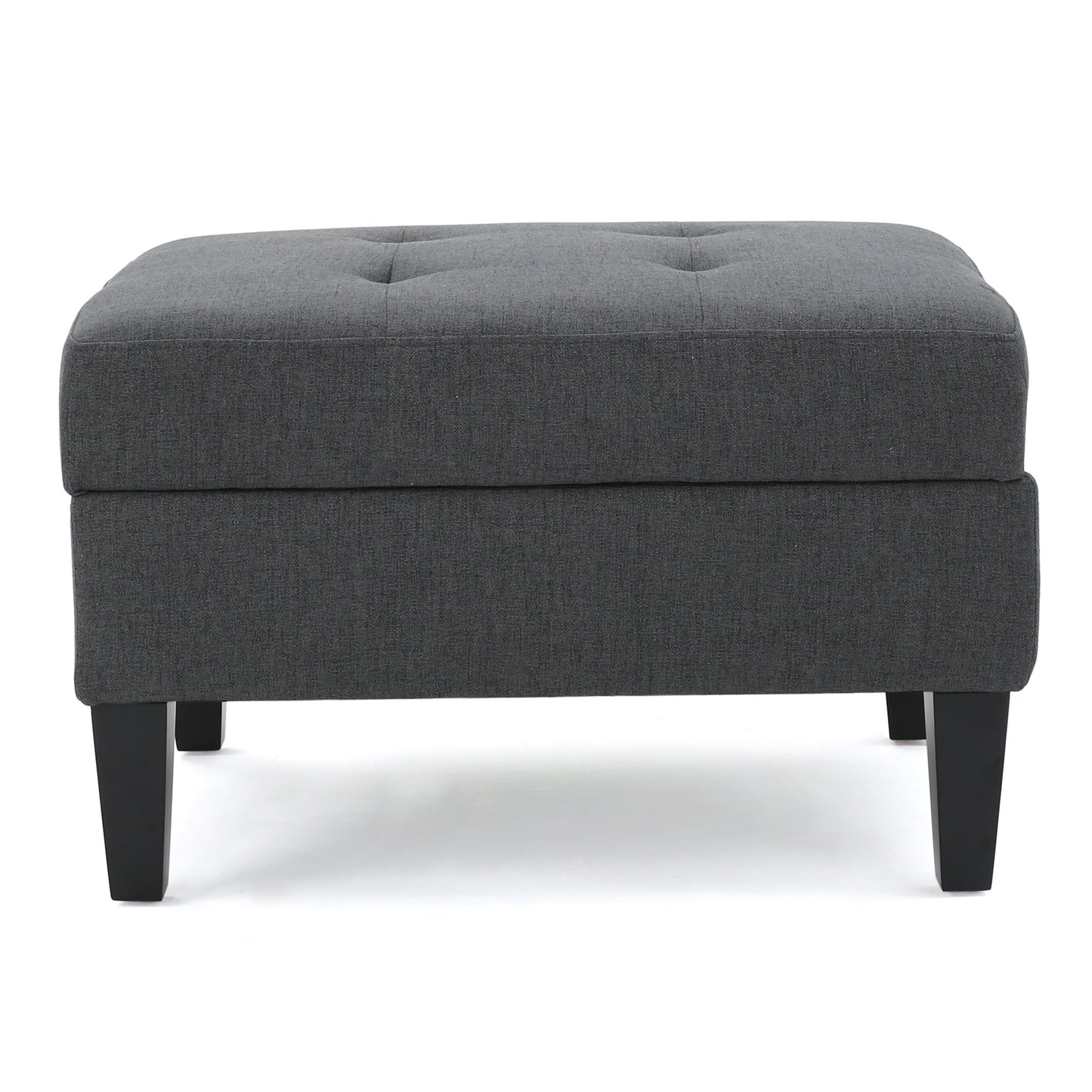 Contemporary Storage Ottoman With Tufted Waffle Stitching - Dark Gray