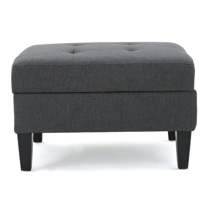 Contemporary Storage Ottoman With Tufted Waffle Stitching - Dark Gray