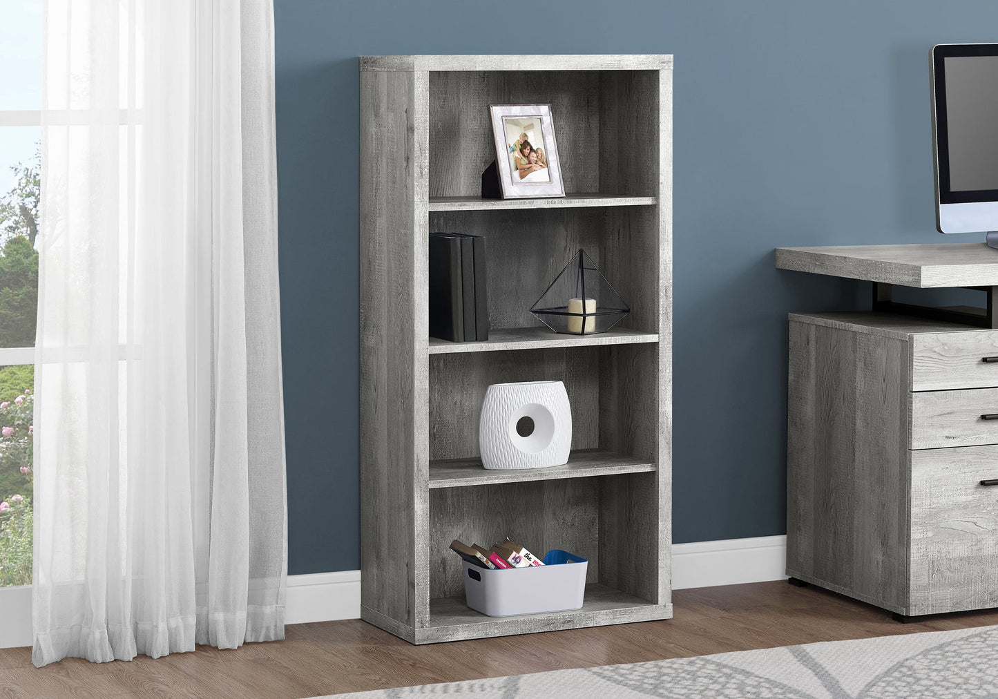 Bookshelf, Bookcase, Etagere, 5 Tier, For Office, Contemporary & Modern - Gray