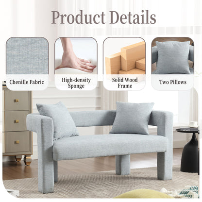 Modern Loveseat Sofa, Comfy Upholstered 2 Seater Sofa - Mint Green