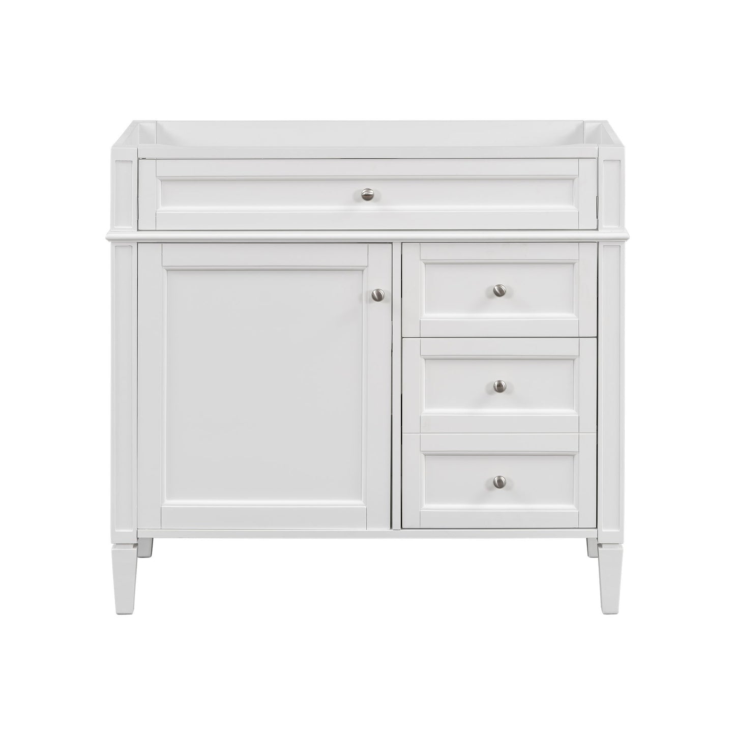 Bathroom Vanity Without Top Sink, Modern Bathroom Storage Cabinet With 2 Drawers And A Tip-Out Drawer, Frame (Not Include Basin Sink) - White