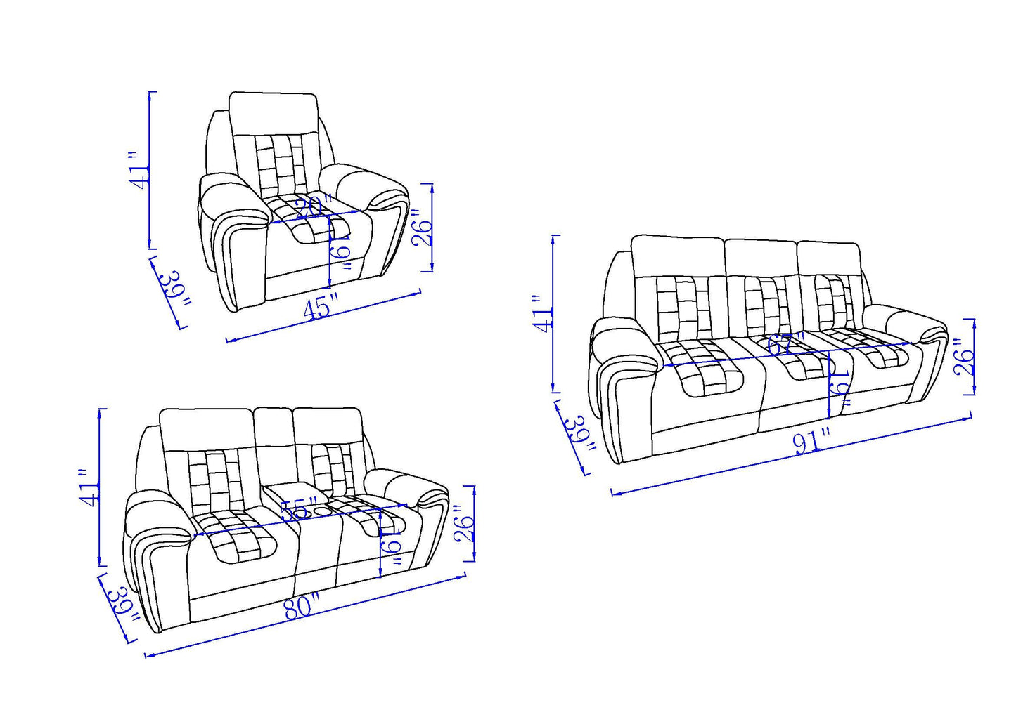 Clark - Blanche / Velvet Power Reclining Sofa With LED - Black