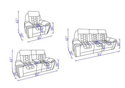 Clark - Blanche / Velvet Power Reclining Sofa With LED - Black