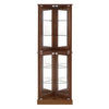 Corner Curio Dispaly Cabinet With Lights, Adjustable Tempered Glass Shelves, Mirrored Back (E26 Light Bulb Not Included) - Walnut