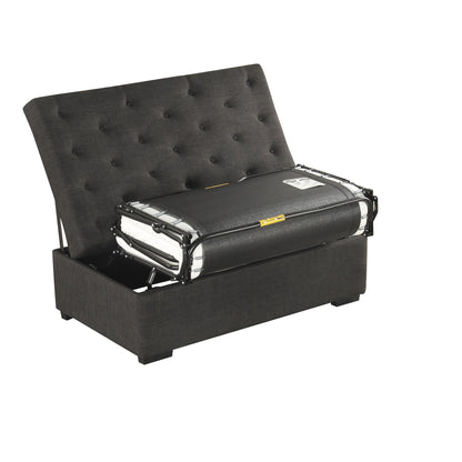 Convertible Ottoman Sleeper With Memory Mattress And Tufted Design, Folding Sofa Bed - Dark Gray Linen
