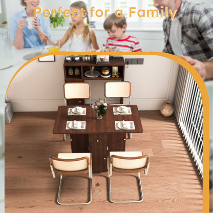 Multifunctional Folding Dining Table With Wall Mounted Sideboard & Storage - Walnut