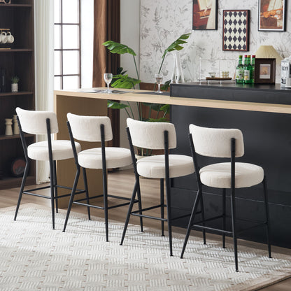 Modern Teddy Fabric Upholstered Bar Stools (Set of 2) - White