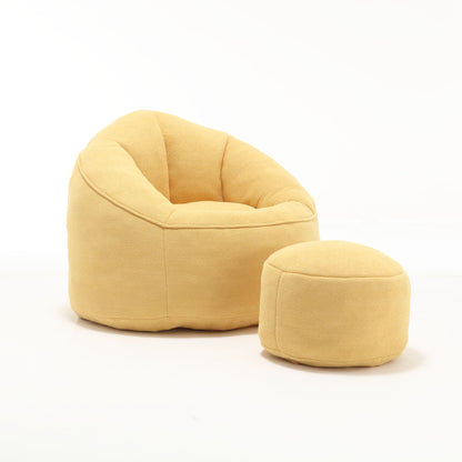 Bedding Bean Bag Sofa Chair High Pressure Foam Bean Bag Chair Adult Material With Padded Foam Padding Compressed Bean Bag With Footrest - Yellow