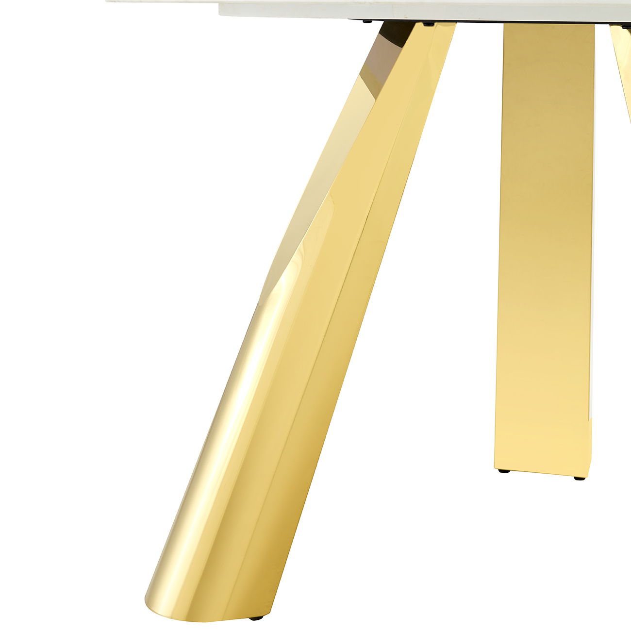 Stainless Steel Pattern Burning Stone Round Table Suitable For 2, 4 Or 6 People - Gold / White