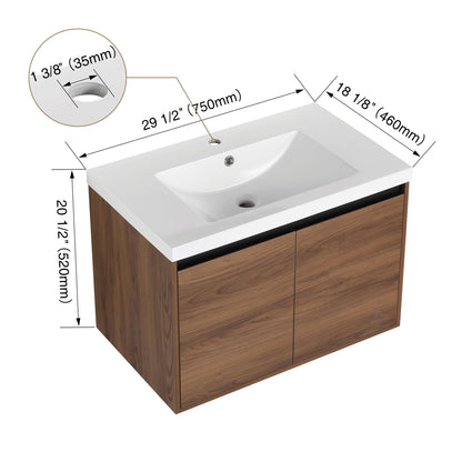 Bathroom Vanity With Resin Countertop Sink - Brown