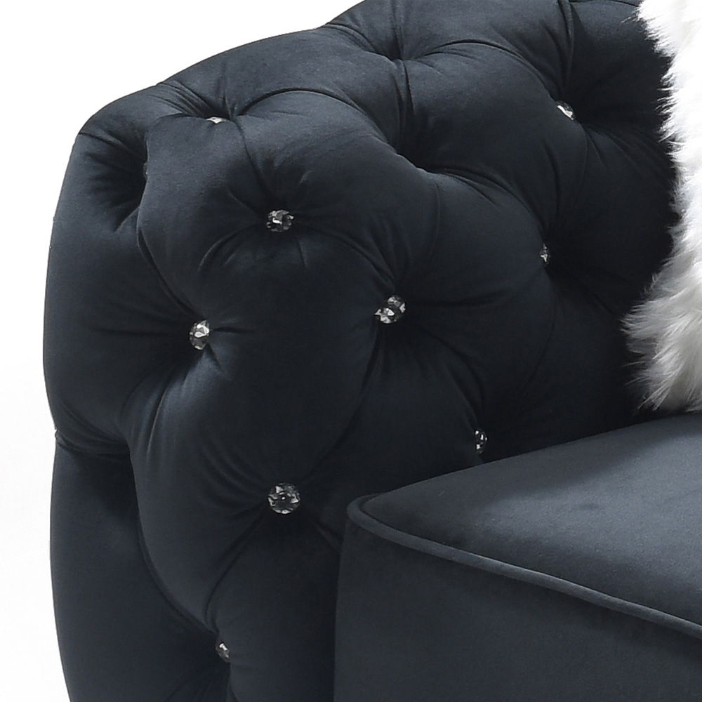 Loveseat With Flared Arms - Black